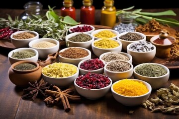 collection of exotic tea varieties spread on table