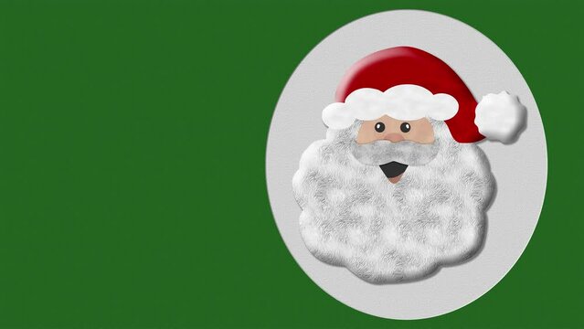 Filmato. Illustrazione 3D. Natale, Babbo Natale a comparsa su sfondo grafico per auguri di Buon Natale, Buon capodanno. Fumetto per spazio testo.