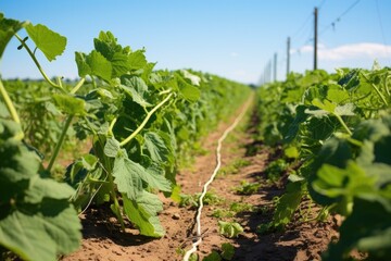 melon vines trailing across a field