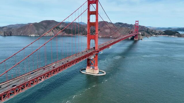 Golden Gate Bridge Aerial At San Francisco In California United States. Highrise Building Architecture. Tourism Travel. Golden Gate Bridge Aerial At San Francisco In California United States. 