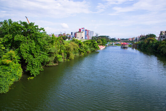 Beautiful Landscape view of Rasel Park Lake in Narayanganj City, Bangladesh