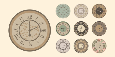Vector old vintage clock face - obrazy, fototapety, plakaty