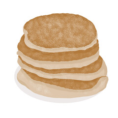 Pancakes sprinkled with icing sugar.

