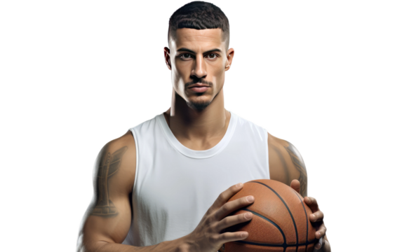 High-Quality Basketball Artwork on White or PNG Transparent Background.