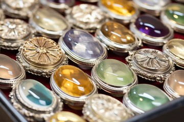 a tray of freshly polished lockets awaiting inspection