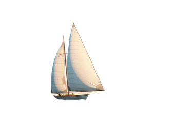 Realistic Portrait of a Sailing Boat on White or PNG Transparent Background.