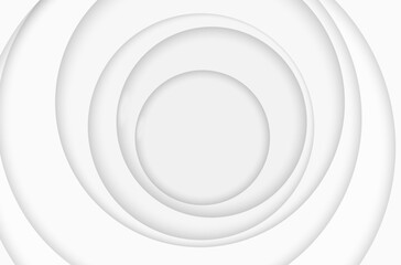 Circles light background. White papercut  texture. Silver circular pattern