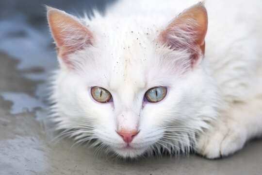 pure white cat with different colored eyes