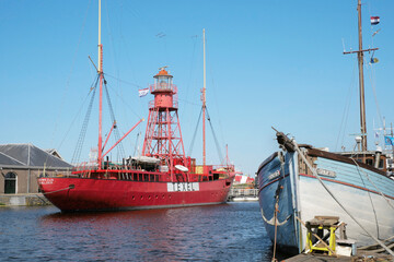 Lightvessel at Willemsoord former naval base of the Royal Netherlands Navy and museum in Den...