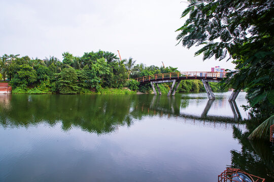 Beautiful Landscape view of Rasel Park Lake in Narayanganj City, Bangladesh