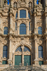 Santiago de Compostela Basilica facade details. This integral component of the World Heritage Site is reputed burial place of Saint James the Great, apostle of Jesus