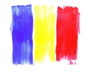 Naklejka premium Fahne Rumänien unordentlich gemalt mit einem Pinsel