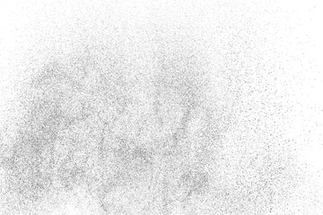 Distressed black texture. Dark grainy texture on white background. Dust overlay textured. Grain noise particles. Rusted white effect. Grunge design elements. Vector illustration.