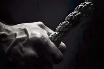 hands of the person holding a rope in gym motivational - obrazy, fototapety, plakaty