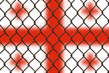 Fototapeta premium A steel mesh against the background of the flag Georgia.