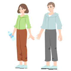 ランニングウェアを着ている男女