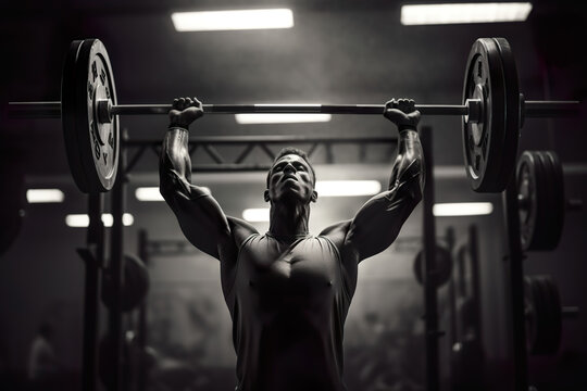 Motivational portrait of a man lifting weights