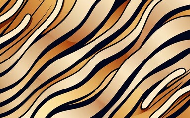 Golden wavy lines pattern background with Generative AI.