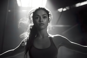 Woman doing yoga in a gym