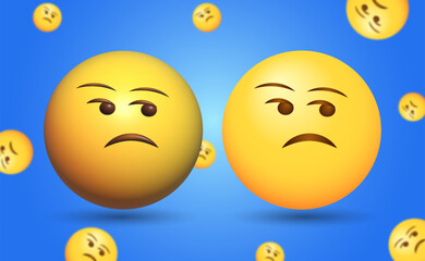 2D and 3D Vector Unamused Face Emoji Illustration