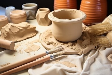 air dry clay with sculpting tools for pottery