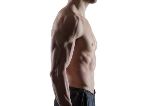 Fit man posing and showing off his muscles