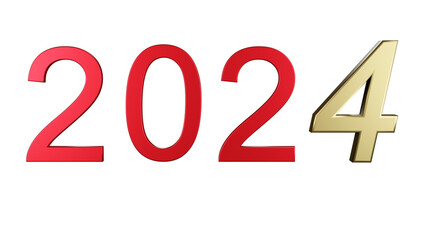 PNG. Trasparente. Illustrazione 3D. Anno nuovo 2024. Capodanno, 2024 in numeri a celebrare l'arrivo del nuovo anno.
