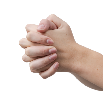 Young woman's hands clasped isolated - Powered by Adobe