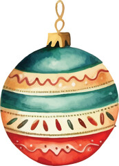Childishly drawn cute watercolor christmas balls on white background