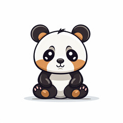 2d cute cartoon panda animal, 2d cartoon with sharp outlines on White Background