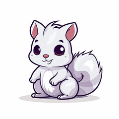 2d cute cartoon squirrel animal, 2d cartoon with sharp outlines on White Background
