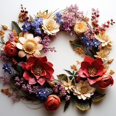 Wild Flowers Lying Circle , Hd , On White Background 