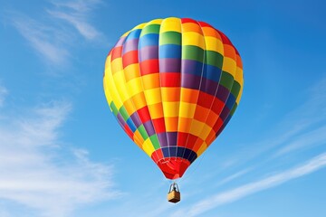 Fototapeta premium a colorful hot air balloon rising into a clear sky