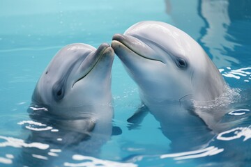 dolphins touching noses in a gesture of intimacy
