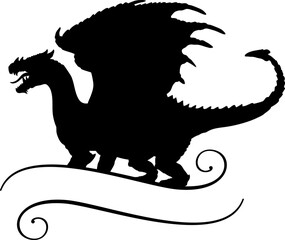 Monogram Dragon Dragon Silhouette SVG Vector The dragon is flying, the dragon is sitting, the dragon is standing, the dragon is crawling. Fire Dragon