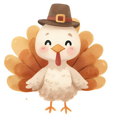 turkey water color illustrations thanksgiving day animals design for decor