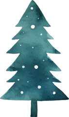 Childishly drawn cute watercolor Christmas tree on white background