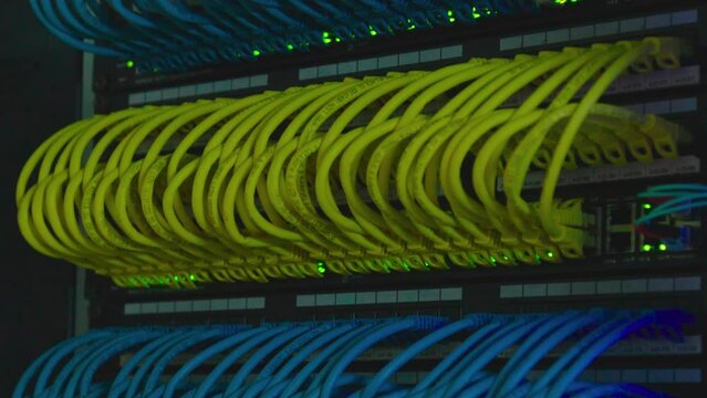 Ethernet switches close up in a network room, professionaly organised, fg01