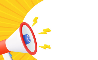 Mockup of a sign with a bullhorn. Flat, yellow, layout of a sign with a bullhorn, text from a bullhorn mockup, mockup for your sign. Vector illustration