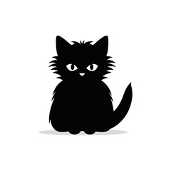 icon black cat silhouette isolated. Vector illustration