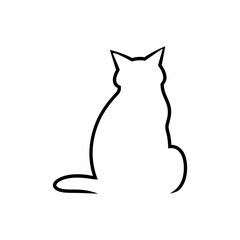 icon black cat silhouette isolated. Vector illustration