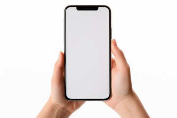 Young Woman Holding Blank Phone Screen at Home