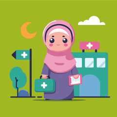 Cute muslim female medical doctor working in hospital