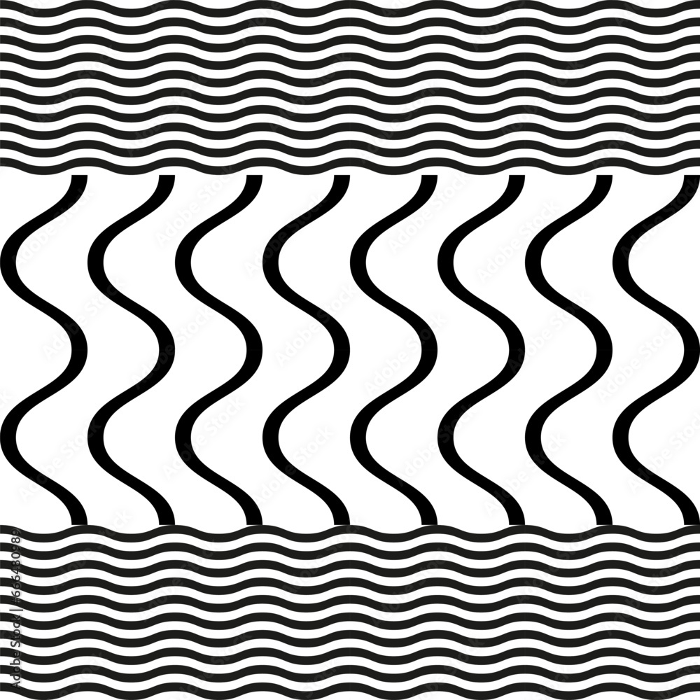Poster Modern abstract geometric contemporary vector seamless diagonal pattern with simple elements and shapes. Graphic black and white minimalist background.