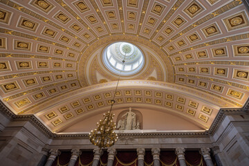 Ceiling and dome of the National Statuary Hall, in the United States Capitol, Washington DC, United States - obrazy, fototapety, plakaty