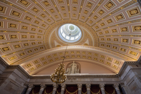 Fototapeta Ceiling and dome of the National Statuary Hall, in the United States Capitol, Washington DC, United States