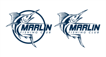 Fotobehang Marlin jump fish logo.Sword fish fishing emblem for sport club.  fishing background vector illustration. © Yuliantart