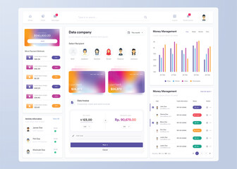 UI UX Infographic dashboard. UI design with graphs, charts and diagrams. Web interface template