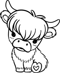 baby cow highland outline
