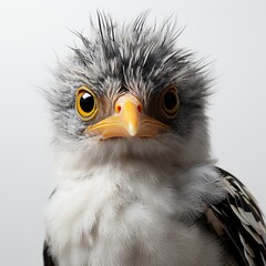 Obraz premium Closeup Baby Noisy Miner White , Hd , On White Background 